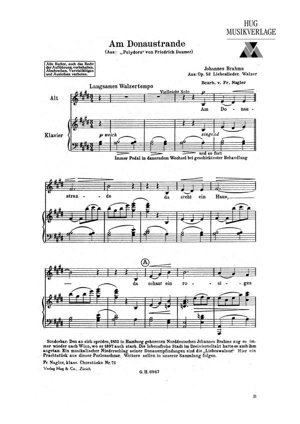 Brahms Johannes&nbsp;&nbsp;Am Donaustrande&nbsp;&nbsp;FCh/Pno