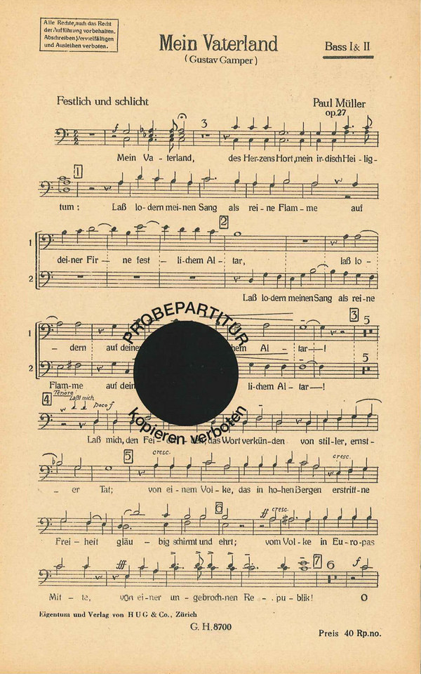 Müller-Zürich Paul&nbsp;&nbsp;Mein Vaterland&nbsp;&nbsp;MCh/Orch Bass Chp