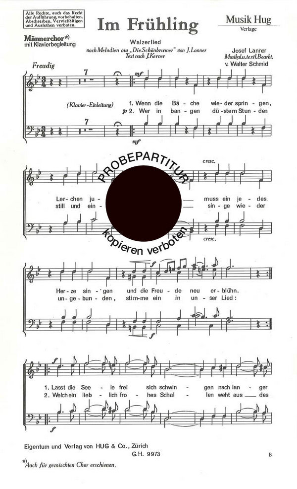 Lanner Joseph&nbsp;&nbsp;Im Frühling&nbsp;&nbsp;MCh/Pno PnoPart