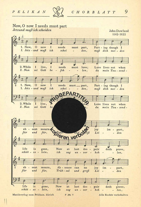 Dowland John&nbsp;&nbsp;Now o now i needs must part&nbsp;&nbsp;GemCh