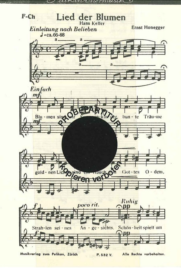 Honegger Ernst&nbsp;&nbsp;Lied der Blumen&nbsp;&nbsp;FCh