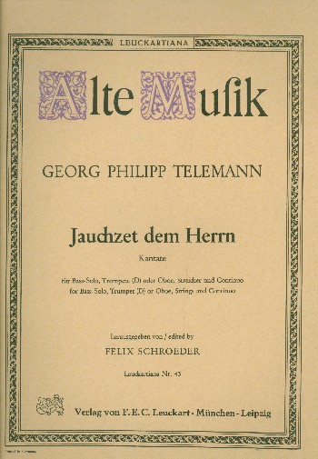 Jauchzet dem Herrn  für Bass, Trompete (Oboe), Streicher und Bc  Partitur (Cembalo)