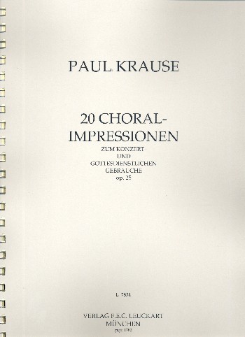 20 Choral-Impressionen zum Konzert- und gottesdienstlichen Gebrauche  op.25 für Orgel  Archivkopie