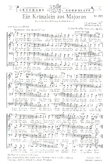 Ein Kränzlein aus Majoran op.27,1  für Männerchor a cappella  Partitur (dt)