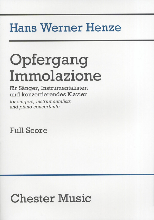 Hans Werner Henze: Opfergang Immolazione (Full Score)&nbsp;&nbsp;Tenor, Bass Voice, Baritone Voice, TTBB, Orchestra&nbsp;&nbsp;Score