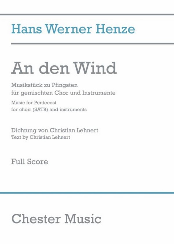 Hans Werner Henze: An Den Wind (Full Score)&nbsp;&nbsp;SATB, Orchestra&nbsp;&nbsp;Score