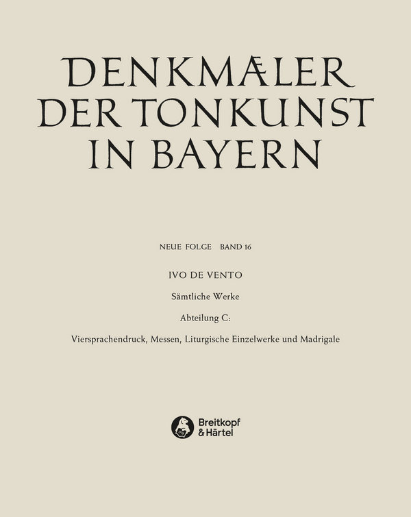 Denkmäler der Tonkunst in Bayern (Neue Folge) Band 16&nbsp;&nbsp;&nbsp;&nbsp;