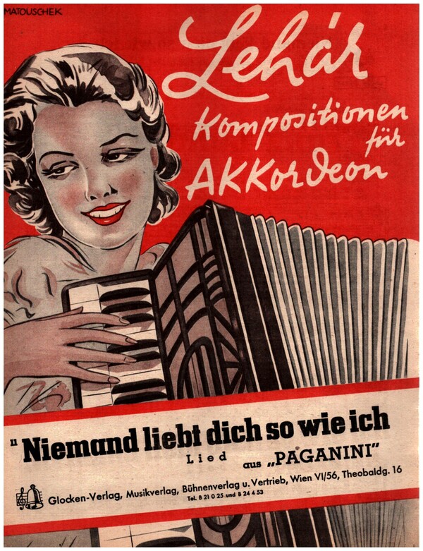 Niemand liebt dich so wie ich&nbsp;&nbsp;für Akkordeon + Text&nbsp;&nbsp;