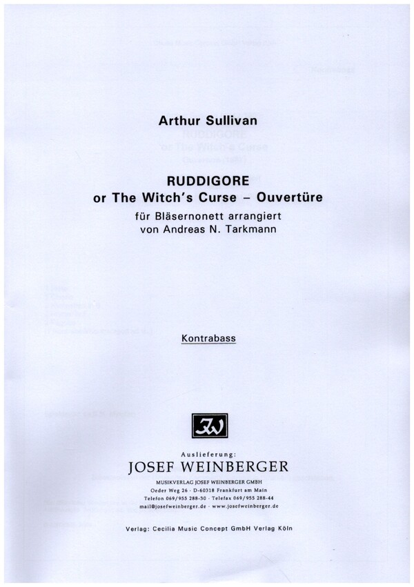 Ruddigore or 'The Witch's Curse'&nbsp;&nbsp;für Flöte, 2 Oboen, 2 Klarinetten, 2 Hörner, 2 Fagotte&nbsp;&nbsp;Stimmen