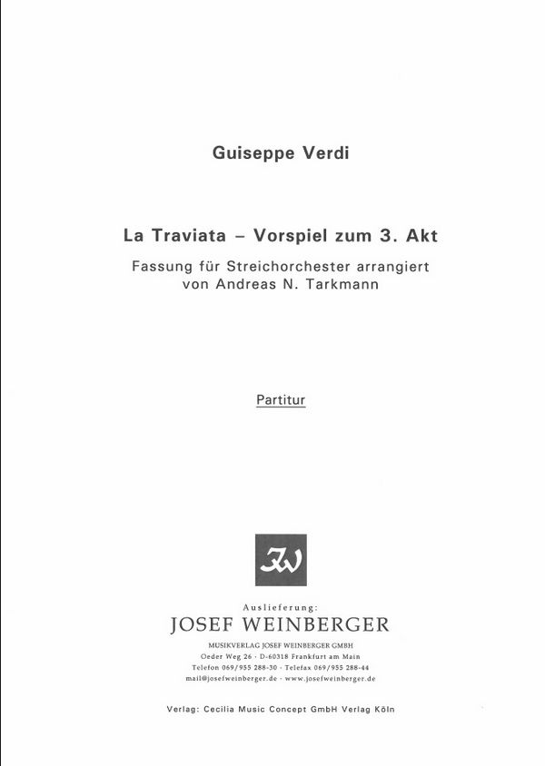 La Traviata - Vorspiel zum 3. Akt&nbsp;&nbsp;für Streichorchester&nbsp;&nbsp;Partitur