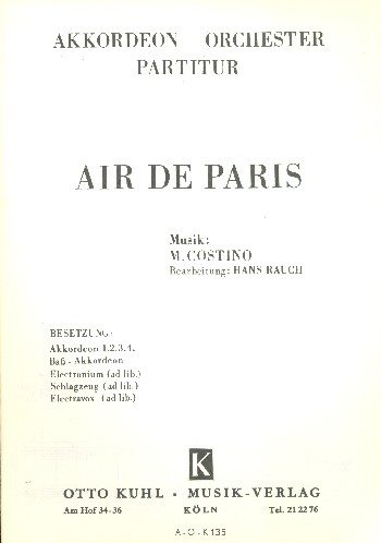 Air de Paris  für Akkordeonorchester  Partitur