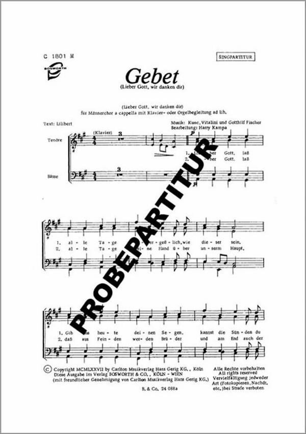 Gebet  für Männerchor und Klavier/Orgel ad lib.  Orgelpartitur