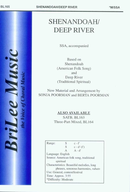 Berta Poorman, Sonja Poorman Shenandoah/Deep River&nbsp;&nbsp;Frauenchor&nbsp;&nbsp;Chorpartitur