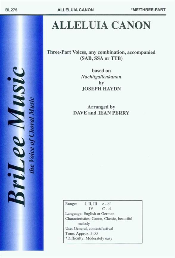 Franz Joseph Haydn Alleluia Canon&nbsp;&nbsp;&nbsp;&nbsp;Chorpartitur
