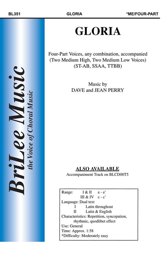David Perry, Jean Perry Gloria&nbsp;&nbsp;&nbsp;&nbsp;Chorpartitur