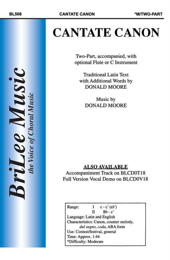 Donald Moore Cantate Canon&nbsp;&nbsp;&nbsp;&nbsp;Chorpartitur