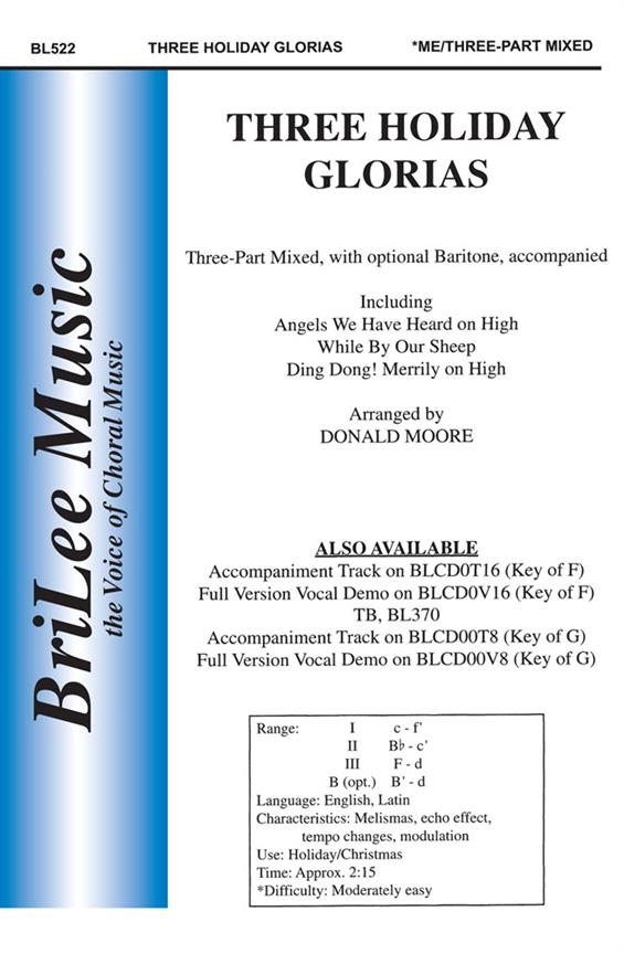 Donald Moore Three Holiday Glorias&nbsp;&nbsp;&nbsp;&nbsp;Chorpartitur