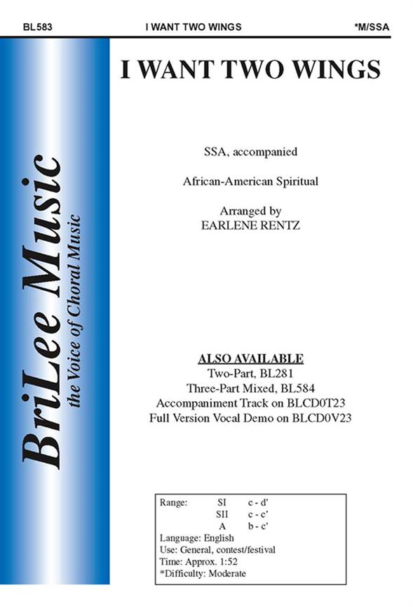 Earlene Rentz I Want Two Wings&nbsp;&nbsp;Frauenchor&nbsp;&nbsp;Chorpartitur