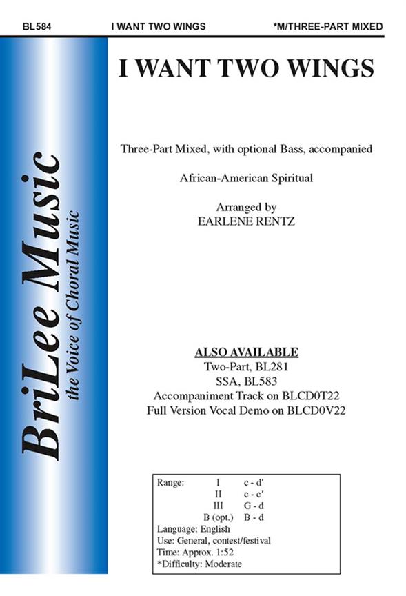 Earlene Rentz I Want Two Wings&nbsp;&nbsp;&nbsp;&nbsp;Chorpartitur