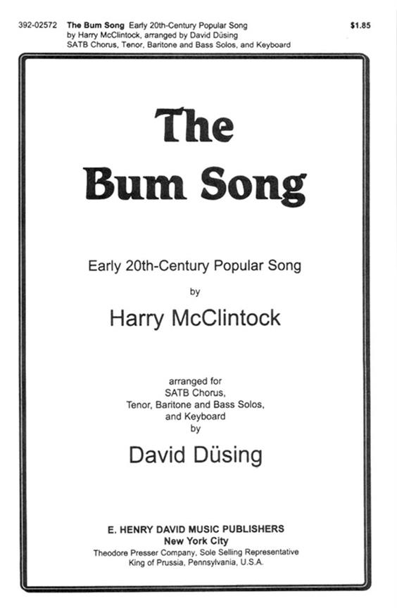 Harry McClintock The Bum Song&nbsp;&nbsp;&nbsp;&nbsp;Chorpartitur