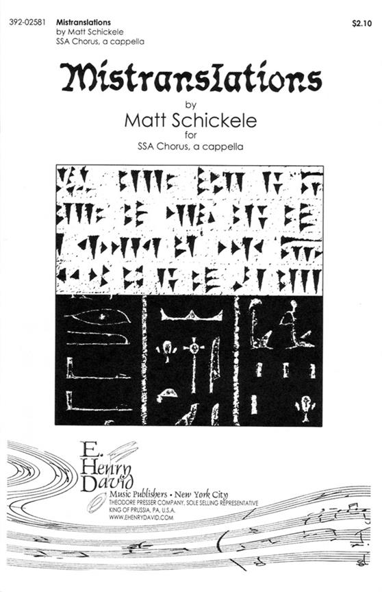 Matt Schickele Mistranslations&nbsp;&nbsp;Frauenchor&nbsp;&nbsp;Chorpartitur