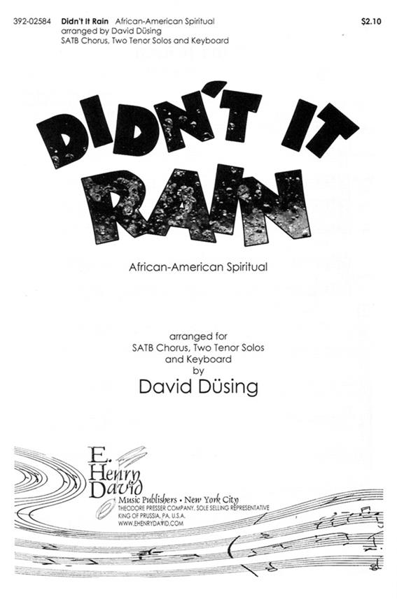 Didn't It Rain&nbsp;&nbsp;&nbsp;&nbsp;Chorpartitur