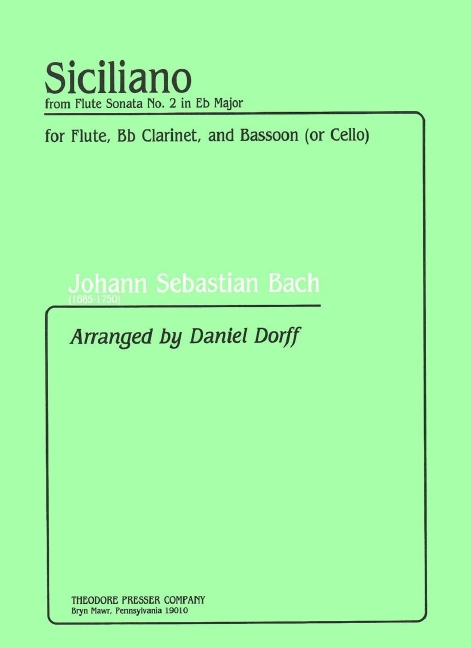 Johann Sebastian Bach Siciliano&nbsp;&nbsp;Flöte, Klarinette, Fagott und Violoncello&nbsp;&nbsp;Partitur und Stimmen