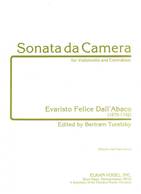 Evaristo Dall'Abaco Sonata Da Camera&nbsp;&nbsp;Violoncello und Kontrabass&nbsp;&nbsp;Partitur und Stimmen
