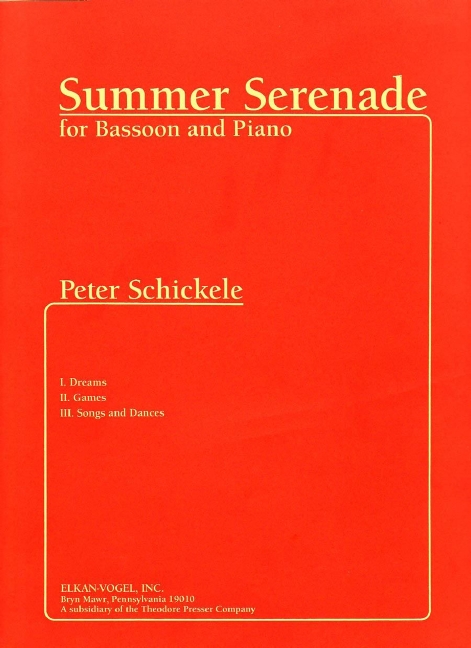 Peter Schickele Summer Serenade&nbsp;&nbsp;Fagott und Klavier&nbsp;&nbsp;Klavierauszug mit Solostimme