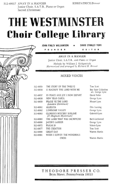 William Kirkpatrick Away In A Manger&nbsp;&nbsp;Chor&nbsp;&nbsp;Chorpartitur