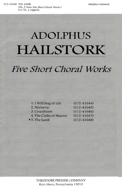 Adolphus Hailstork The Lamb&nbsp;&nbsp;&nbsp;&nbsp;Chorpartitur