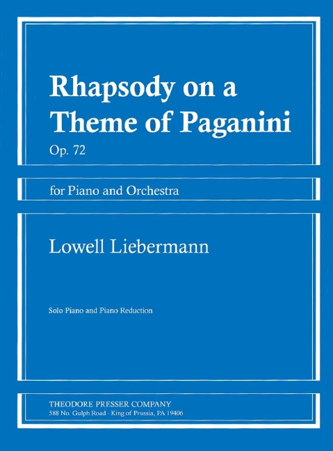 Lowell Liebermann Rhapsody On A Theme Of Paganini&nbsp;&nbsp;Klavier und Glocken&nbsp;&nbsp;Klavierauszug mit Solostimmen