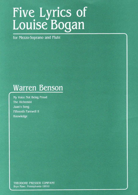 Warren Benson Five Lyrics Of Luise Bogan&nbsp;&nbsp;Sopran und Flöte&nbsp;&nbsp;Vokalpartitur