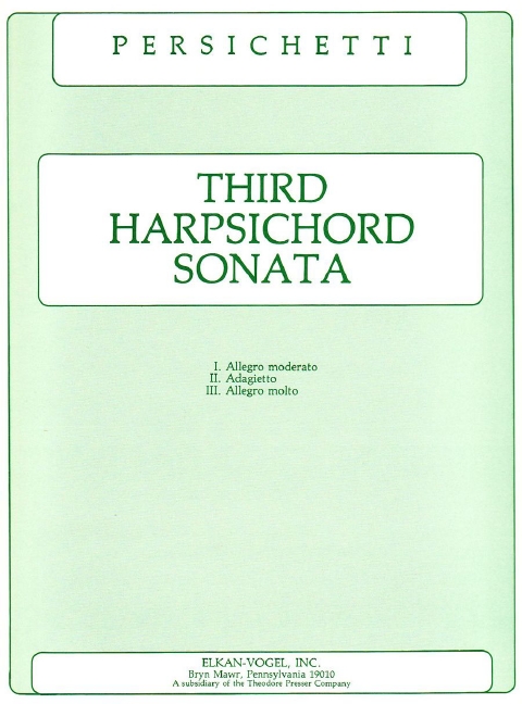 Vincent Persichetti Third Harpsichord Sonata&nbsp;&nbsp;Cembalo&nbsp;&nbsp;Solostimme