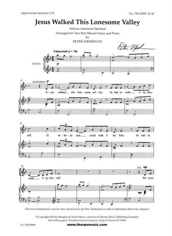 Jesus Walked This Lonesome Valley&nbsp;&nbsp;&nbsp;&nbsp;Chorpartitur