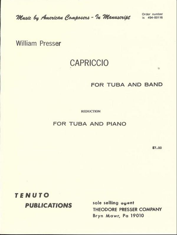 William Presser Capriccio&nbsp;&nbsp;Tuba und Klavier&nbsp;&nbsp;