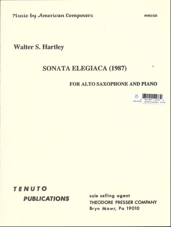 Walter Hartley Sonata Elegiaca&nbsp;&nbsp;Alt-Saxophon und Klavier&nbsp;&nbsp;