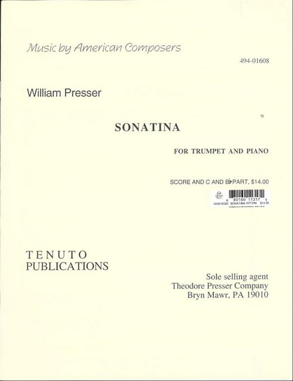 William Presser Sonatina&nbsp;&nbsp;Trompete und Klavier&nbsp;&nbsp;