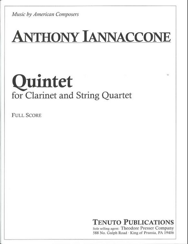 Anthony Iannaccone Quintet for Clarinet and String Quintet&nbsp;&nbsp;Streichorchester&nbsp;&nbsp;Partitur