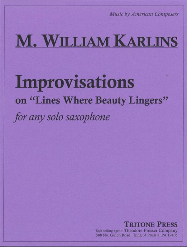 William Karlins Improvisations On 'Lines? - Sax&nbsp;&nbsp;&nbsp;&nbsp;Studienpartitur