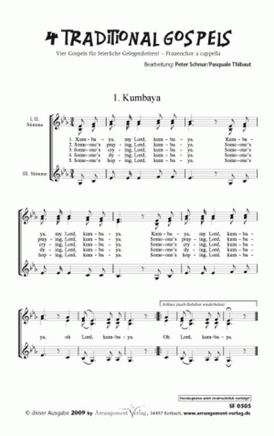 4 traditional Gospels  für SSA (a cappella)  Singpartitur