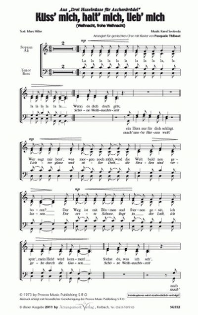 Karel Svoboda, Marc Hiller Weihnacht, frohe Weihnacht (vierstimmig)&nbsp;&nbsp;für TTBB und Klavier&nbsp;&nbsp;Singpartitur