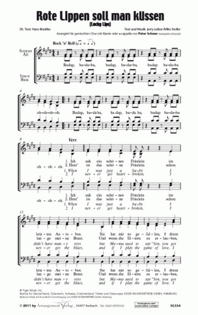 Leiber/Stoller Rote Lippen soll man küssen (vierstimmig)&nbsp;&nbsp;für SATB und Klavier&nbsp;&nbsp;Singpartitur