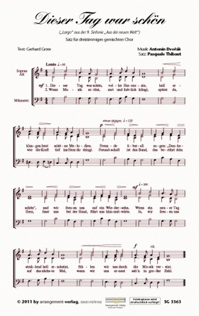 A. Dvorak Dieser Tag war schön (dreistimmig)  für SAM  Singpartitur