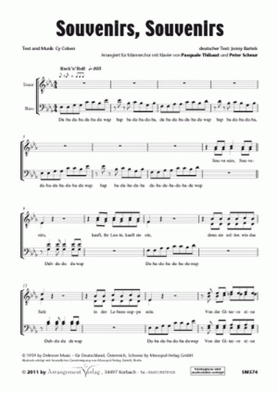 Cy Coben Souvenirs, Souvenirs (vierstimmig)  für TTBB und Klavier  Singpartitur