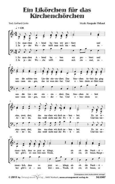 Grote/Thibaut Ein Likörchen für das Kirchenchörchen (dreistimmig)&nbsp;&nbsp;für SAM&nbsp;&nbsp;Singpartitur