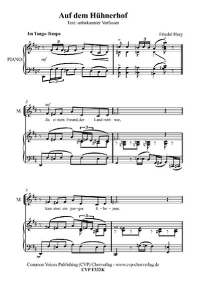 Friedel Hary Auf dem Hühnerhof  für SSA und Klavier  Singpartitur