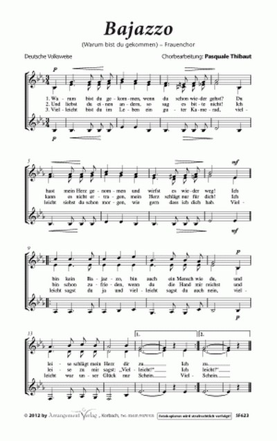 Bajazzo  für SSA  Singpartitur