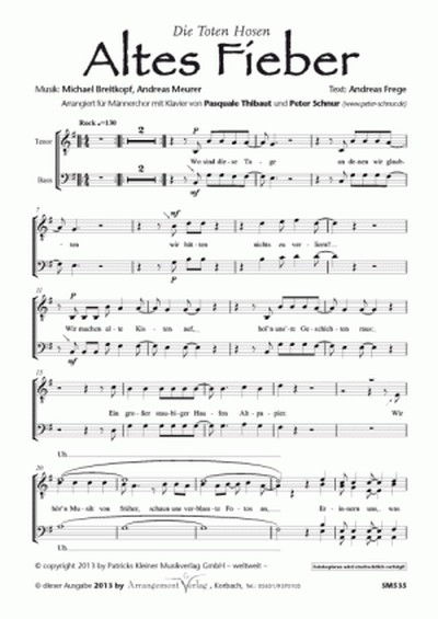 Breitkopf, Meurer, Frege Altes Fieber (vierstimmig)  für TTBB und Klavier  Singpartitur