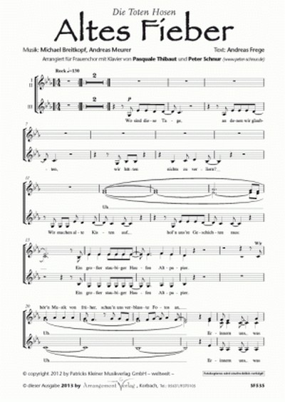 Breitkopf, Meurer, Frege Altes Fieber  für SSA und Klavier  Singpartitur